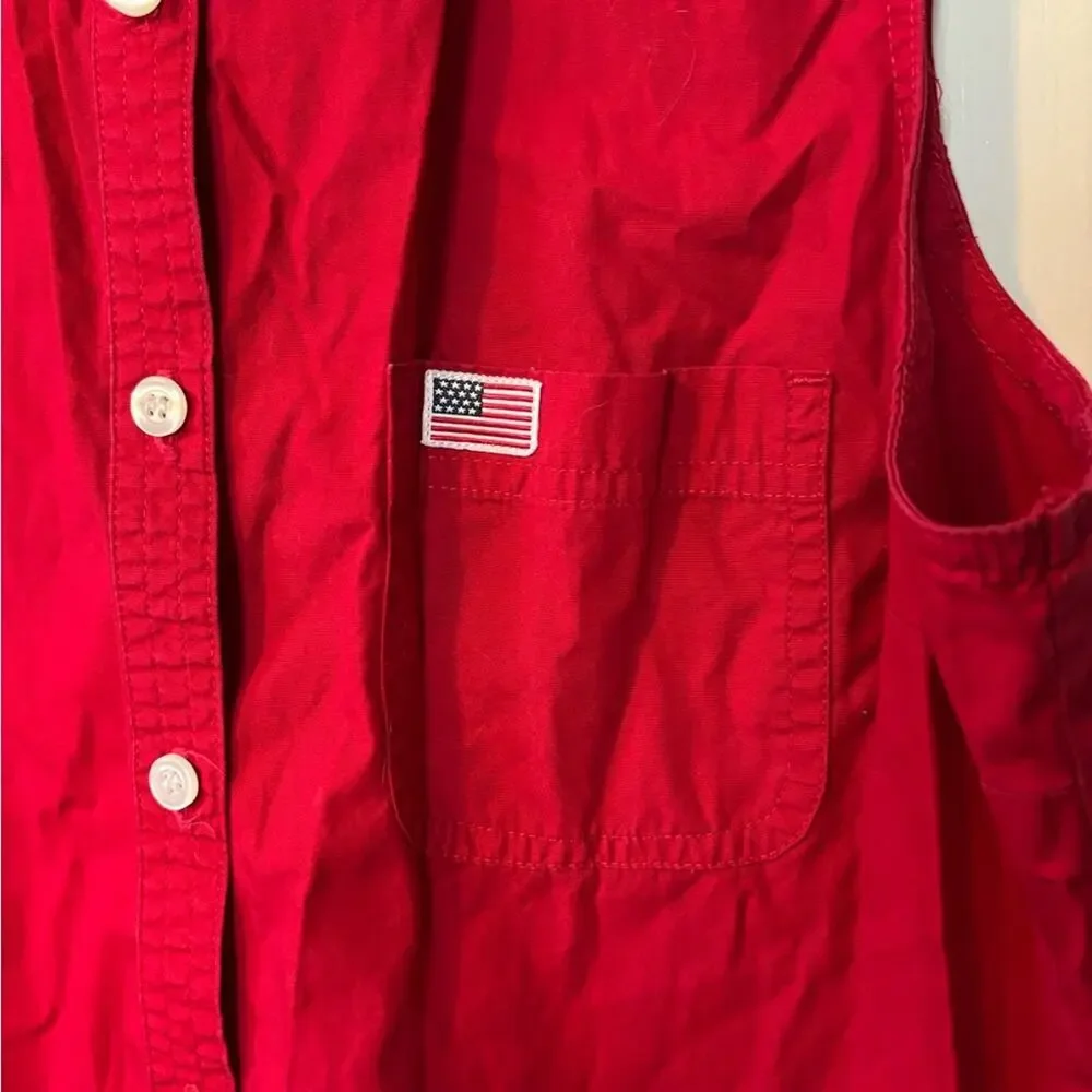 Vintage Sonoma Americana Women's Red Sleeveless Button-Down Shirt - Picture 2 of 4